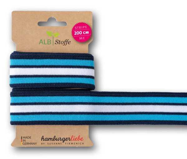 Bio Stripe Me - College Col. 51 - blue navy/türkis/weiß - Life Loves You - Hamburger Liebe